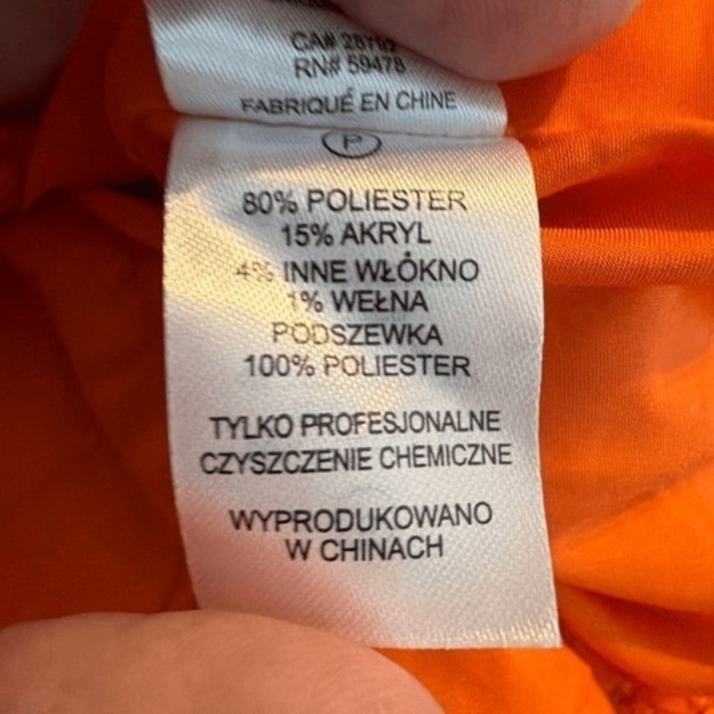 Rachel Zoe Orange Boucle Tweed Cropped Blazer Gold Basket Weave Button Front M - Picture 8 of 9